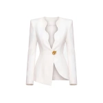 Saiid Kobeisy Crepe Fitted Jacket in Off-White