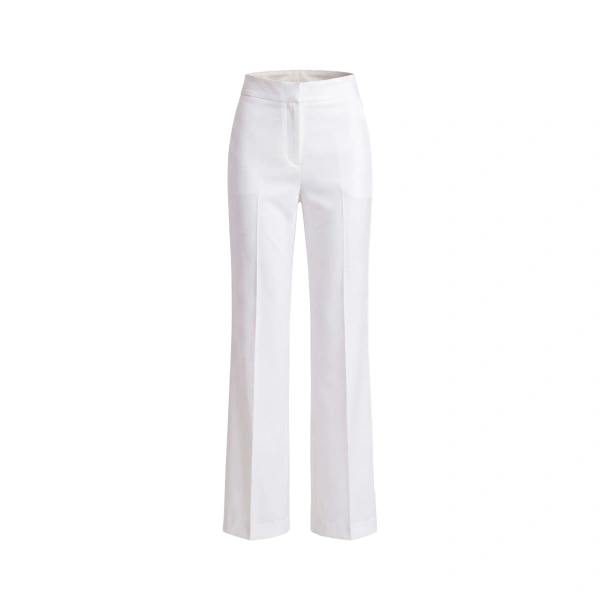 Crepe Straight-Cut Pants in Off-White