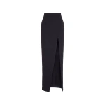 Saiid Kobeisy Crepe Straight Maxi Skirt in Jet Black