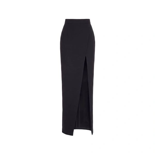 Crepe Straight Maxi Skirt in Jet Black