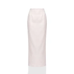 Saiid Kobeisy Crepe Straight Midi Skirt in Ivory