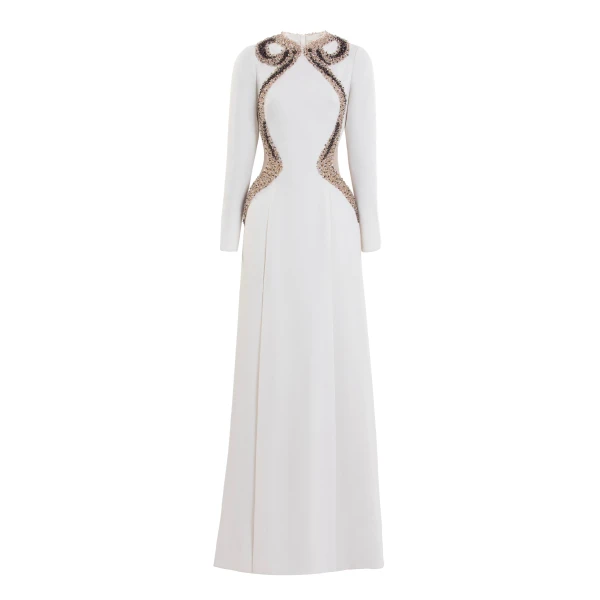 Embellished Long Dress in Ivory