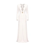 Saiid Kobeisy Fitted Dress with Scalloped Neckline in Off-White