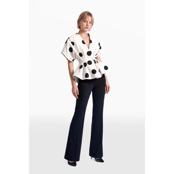 Saiid Kobeisy Flare Trousers in Jet Black, view 3