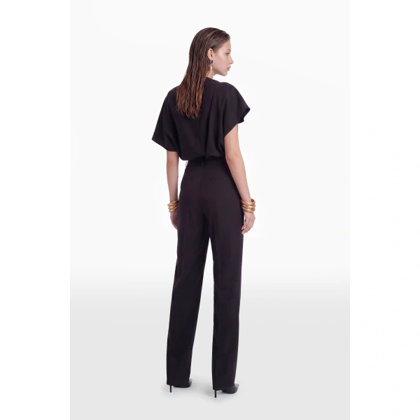 Saiid Kobeisy Gabardine Draped Blouse in Jet Black, view 4