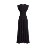 Saiid Kobeisy Pleated Jumpsuit in Jet Black