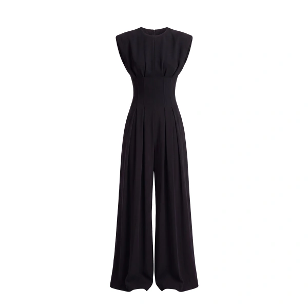 Pleated Jumpsuit in Jet Black