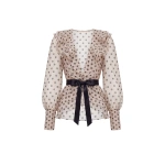 Saiid Kobeisy Polka Dot Blouse in Ivory Polka Dot