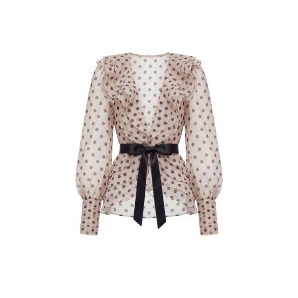 Polka Dot Blouse in Ivory Polka Dot