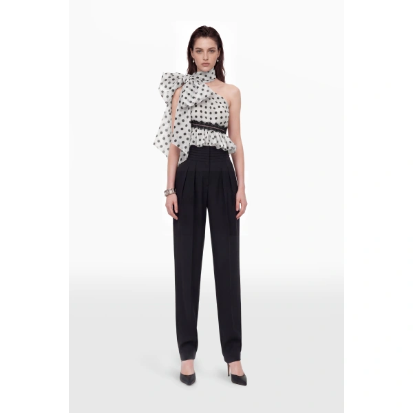 Saiid Kobeisy Polka Dot Chiffon Top in Ivory Polka Dot, view 2