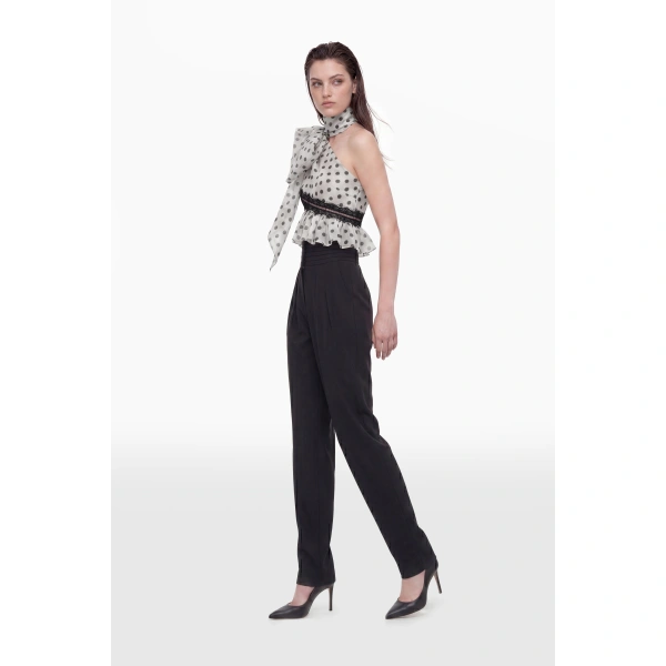 Saiid Kobeisy Polka Dot Chiffon Top in Ivory Polka Dot, view 3