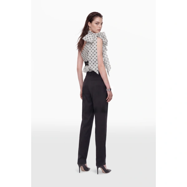 Saiid Kobeisy Polka Dot Chiffon Top in Ivory Polka Dot, view 4