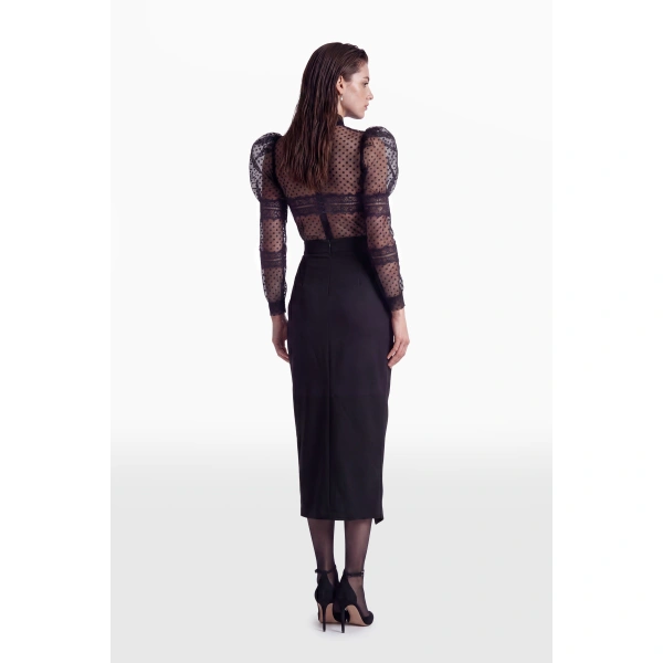 Saiid Kobeisy Polka Dot Lace Blouse in Jet Black, view 4