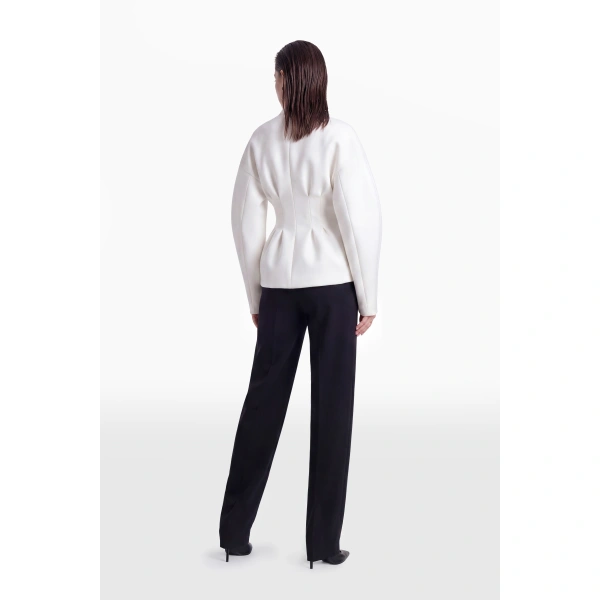 Saiid Kobeisy Sculpted Waist Jacket in Off-White, view 4