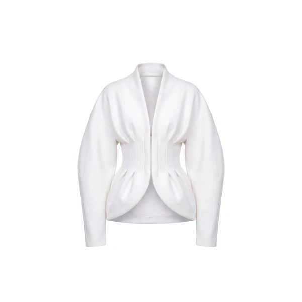 Sculpted Waist Jacket in Off-White