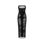Saiid Kobeisy Sheer Ruched Midi Dress in Jet Black