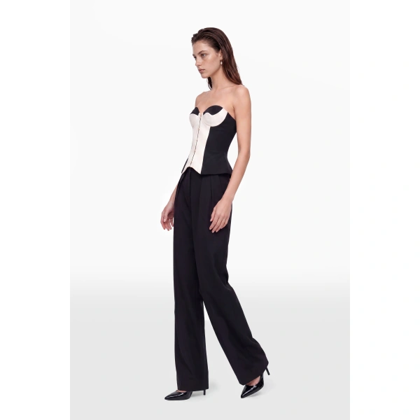 Saiid Kobeisy Strapless Corset in Off-White and Jet Black, view 3