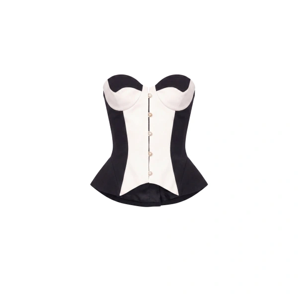 Strapless Corset in Off-White and Jet Black