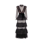 Saiid Kobeisy Tiered Tulle Dress in Jet Black