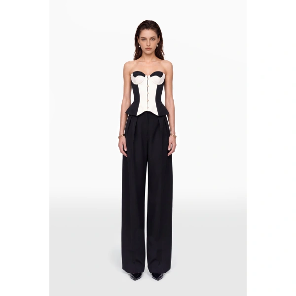 Saiid Kobeisy Wide-Leg Tailored Pants in Jet Black, view 4