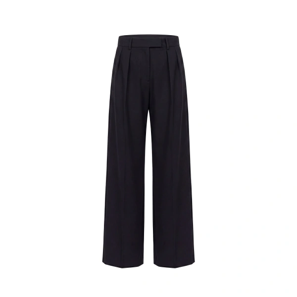 Wide-Leg Tailored Pants in Jet Black