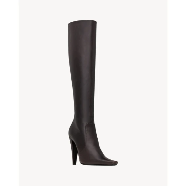 Brown Saint Laurent 77 Boots in Smooth Leather, Brown, view 5 | Boots