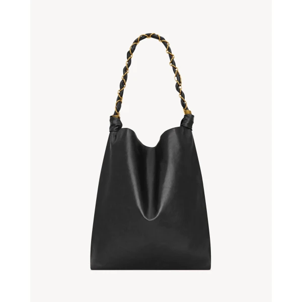Black Saint Laurent Amalia in Smooth Leather, Black, view 4 | Shoulder & Crossbody Bags