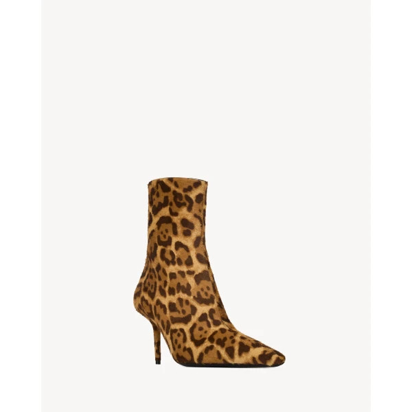 Multicolour Saint Laurent Ashley Booties in Pony Hair Leather, view 4 | Boots