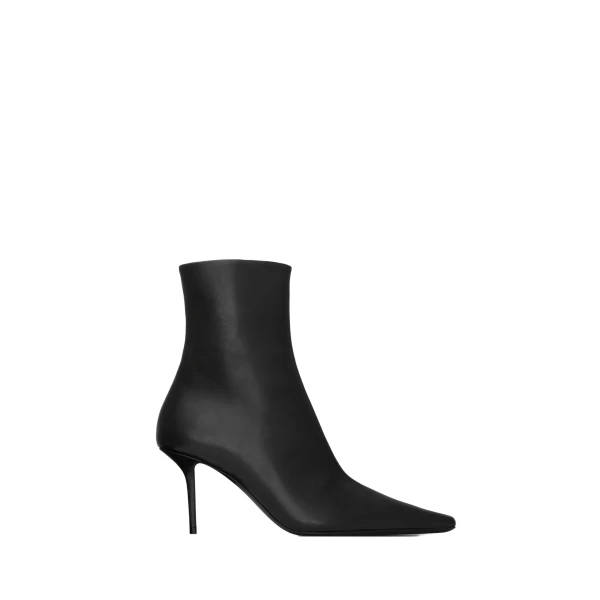 Black Saint Laurent Ashley Booties in Smooth Leather, Black, 75 mm | Boots