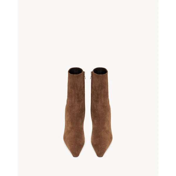 Brown Saint Laurent Ashley Booties in Suede, view 2 | Boots