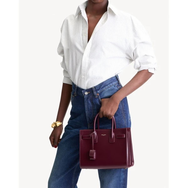 Red Saint Laurent Baby Sac de Jour in Smooth Leather, view 2 | Totes & Top-Handle Bags