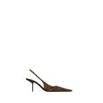 Multicolour Saint Laurent Babylone Breteuil Slingback Pumps in Leopard Grosgrain, Leopard, 75 mm | Heels