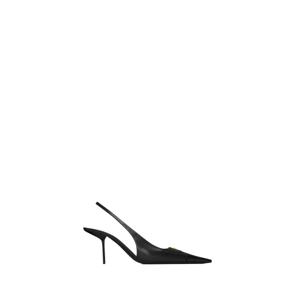 Babylone Breteuil Slingback Pumps in Smooth Leather, Black, 75 mm