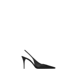 Black Saint Laurent Babylone Breteuil Slingback Pumps in Smooth Leather, Black, 90 mm | Heels