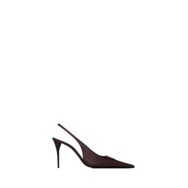 Babylone Breteuil Slingback Pumps in Smooth Leather, Burgundy