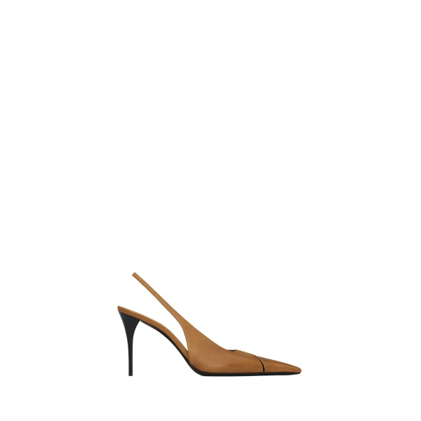 Babylone Breteuil Slingback Pumps in Smooth Leather, Macadamia, 90 mm