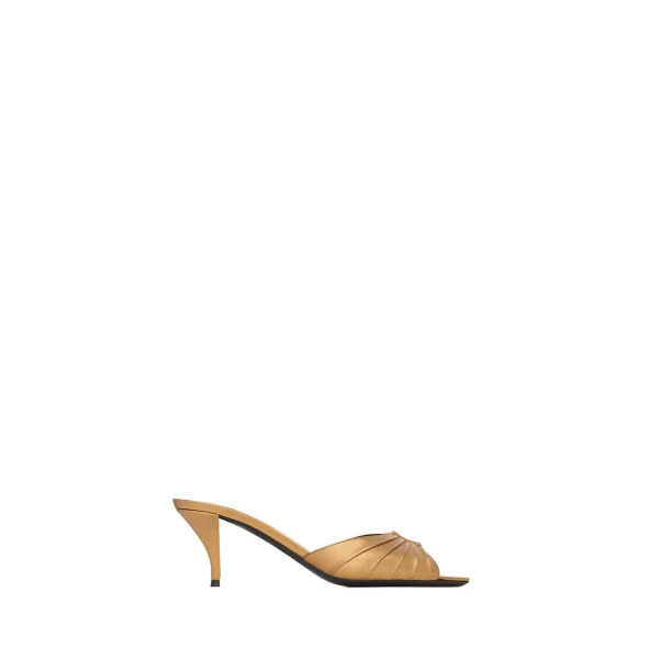 Babylone Mules in Metallic Leather, Metal Persian, 60 mm