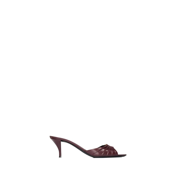 Red Saint Laurent Babylone Mules in Smooth Leather, Vintage Bordeaux | Mules