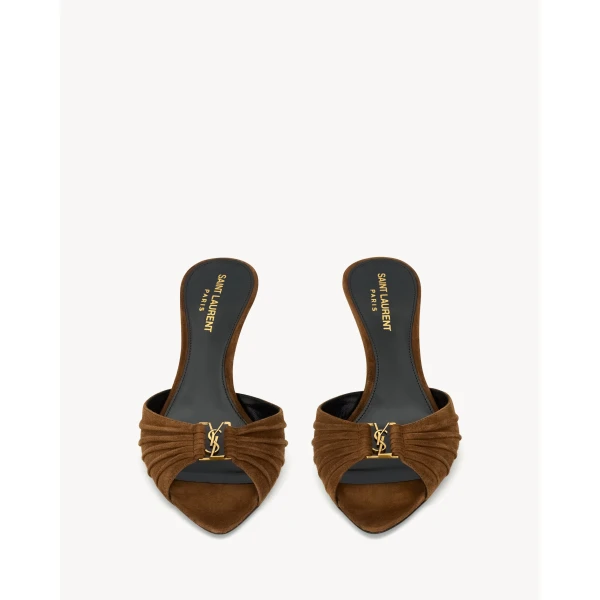 Brown Saint Laurent Babylone Mules in Suede, view 2 | Mules
