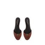 Brown Saint Laurent Babylone Sandals in Smooth Leather, Aesthetic Brown | Sandals