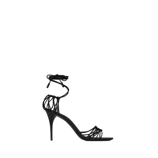 Black Saint Laurent Babylone Sandals in Smooth Leather, Black, Fall Winter 2026 | Sandals