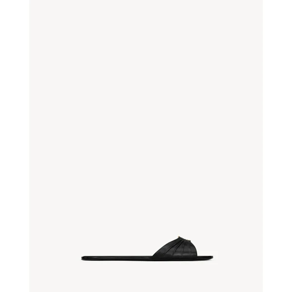Black Saint Laurent Babylone Sandals in Smooth Leather, Black, Spring Summer 2026, view 2 | Sandals