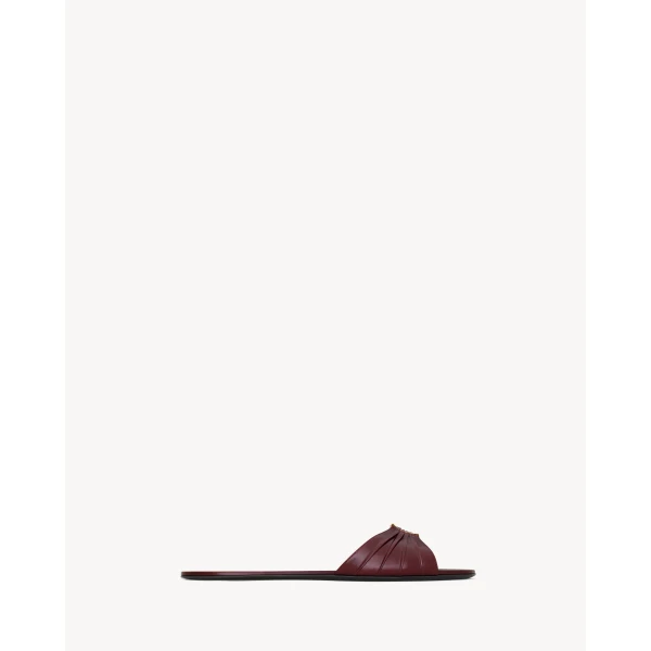 Red Saint Laurent Babylone Sandals in Smooth Leather, Vintage Bordeaux, view 2 | Sandals