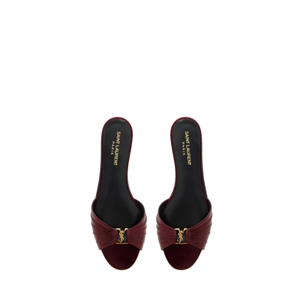 Red Saint Laurent Babylone Sandals in Smooth Leather, Vintage Bordeaux | Sandals