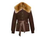 Multicolour Saint Laurent Belted Jacket in Suede and Shearling | Shearling Jackets