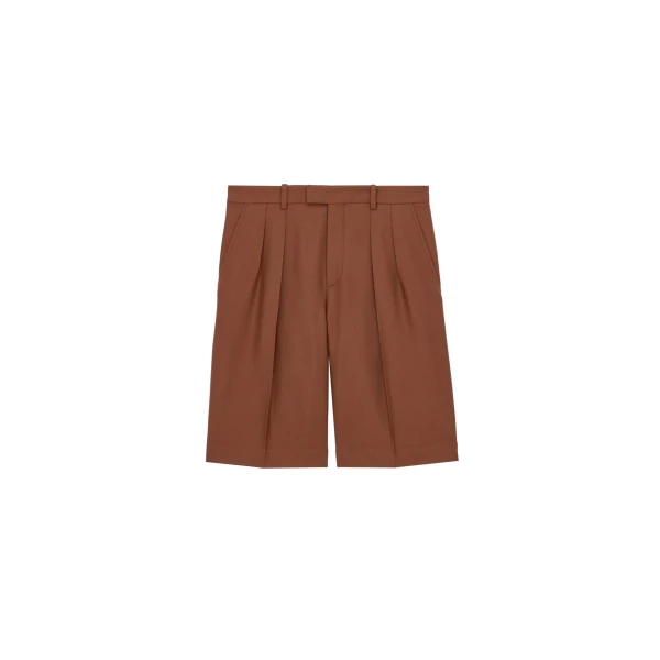 Beige Saint Laurent Bermuda Shorts in Cashmere | Tailored pants