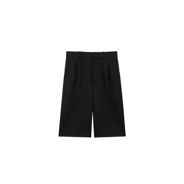 Black Saint Laurent Bermuda Shorts in Grain de Poudre | Tailored pants