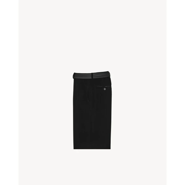 Black Saint Laurent Bermuda Shorts in Velvet, view 3 | Tailored pants