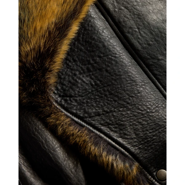 Multicolour Saint Laurent Bomber Jacket in Bubbled Lambskin and Shearling, view 5 | Shearling Jackets