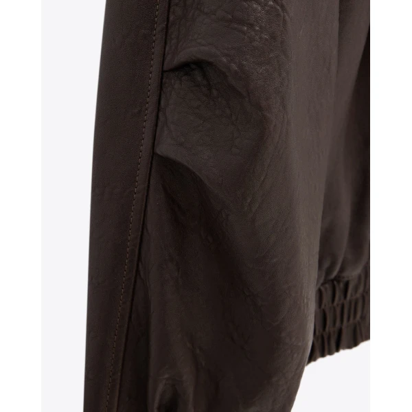 Beige Saint Laurent Bomber Jacket in Lambskin, Brun, view 4 | Leather Jackets